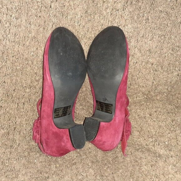DJANGO & JULIETTE-Splendid-RETRO-Dark Fuschia Suede Mary Jane Bow Heels-Sz 37-NM - Picture 7 of 7